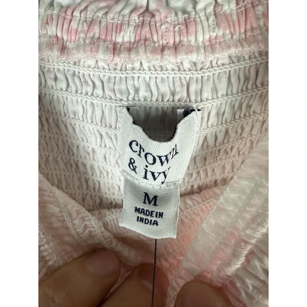 Crown & Ivy Dress Womens Medium Pink Floral Smocked Tiered Maxi Sundress NWT - Picture 3 of 11